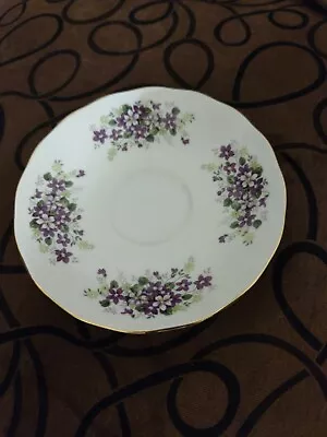 Queen Anne Bone China Made In England Saucer With Purple Flowers And Gold Trim • $5.83