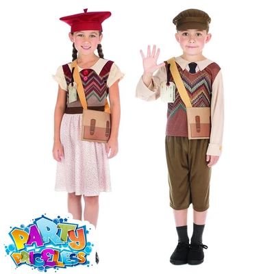 £15.49 • Buy Kids 1940s School Girl Boy WW2 Costume Childs Book Day Week Fancy Dress Outfit 