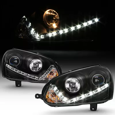 For 06-09 Volkswagen GTi/Rabbit/Jetta Black Halo Angel Eye Projector Headlight • $202.95