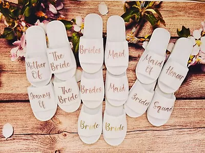 Personalised Slippers Spa Slippers Party Wedding Hen Do Bride Wedding Bridesmaid • £4.99