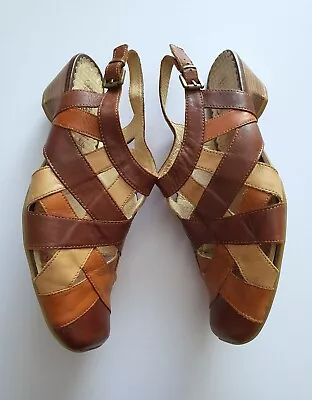 Caprice Size UK 6.5 EUR 40 Brown/Tan/Orange Strappy Leather Small Hill Shoes  • £24.80