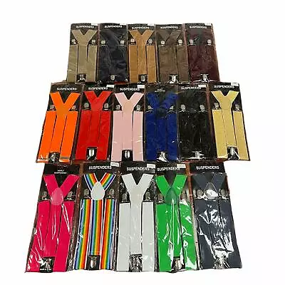 1X Mens Womens Clip-on 1.5  WIDE Suspenders Elastic Y-Shape Suspender U.S SELLER • $9.95