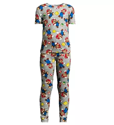 SUPER MARIO NINTENDO Boys Cotton Snug-Fit Pajamas Sleepwear Set Size 10 • $11.69