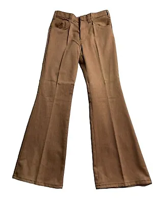 Vintage 1970s Dickies Pants Bootcut Flare Talon Zipper Chocolate Brown 28x31 • $31.99