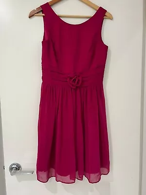 Review Sleeveless Fit & Flare Dress With Floral Accent Pink Size 10 • $36