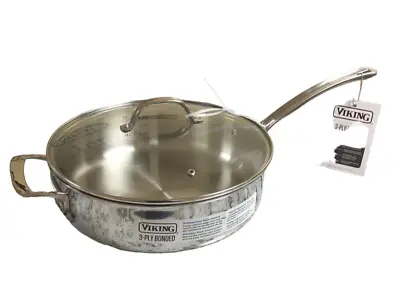 Viking 3-Ply 18/8 Stainless Steel Saute Pan Glass Lid- 5.25 Qt/4.9 L-  NWT! • $104.99