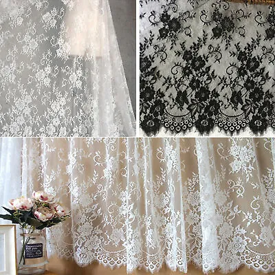 Soft Eyelash Lace Tulle By The Yard Chantilly Floral Lace Fabric For Decoration • £19.99