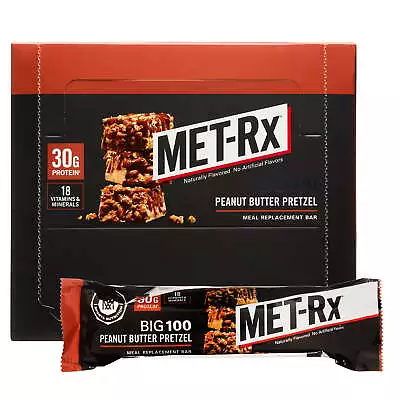 MET-Rx Big 100 Protein Bar Peanut Butter Pretzel 30g Protein 9 Ct • $21.19