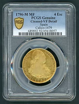 Spain 1796-m Mf 4 Escudos King Carolus Iiii Gold Coin Pcgs Vf Detail (ak5) • $58