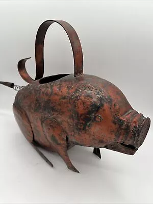 Rustic Metal Pig Watering Garden Can Pitcher • $24.95