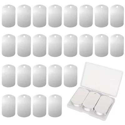 25 Pack Dog Tags Military Sliver Aluminum Tags Laser Engraving Blanks Recta... • $17.24