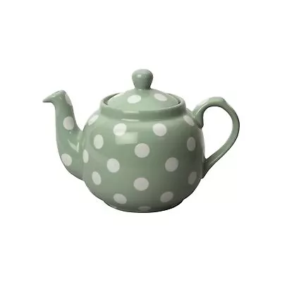 London Pottery Farmhouse 1 Litre Teapot With Mesh Filter Green White Spots • £19.99