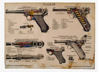 *HUGE German Luger Poster Parabellum P08 Manual Print WW2 1941 Artwork Nazi Buy! • $29.97