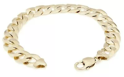 10k Yellow Gold Solid Flat Cuban Curb Link Chain Bracelet 8  9mm 15.1 Grams • $739.99