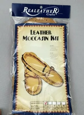 Realeather Leather Moccasin Kit Tan Size XS 4/5  New In Package • $24.99