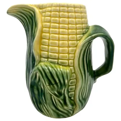 VTG 1950s Stanford Pottery USA PITCHER Corn Line 7” Summer Garden Majolica #513 • $21.59