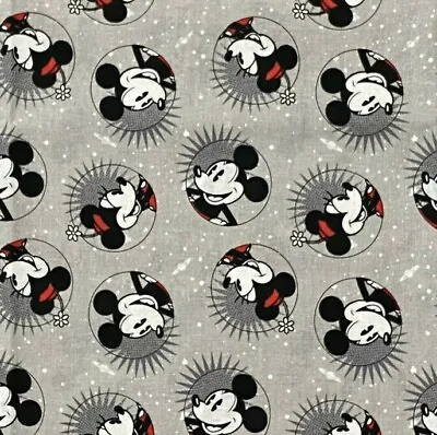 $2.95 • Buy Mickey Mouse Minnie Mouse Gray Disney Cotton Fabric FAT QUARTER 18 X21  NEW!