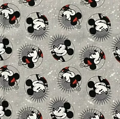 Mickey Mouse Minnie Mouse Gray Disney Cotton Fabric FAT QUARTER 18 X21  NEW! • £1.88