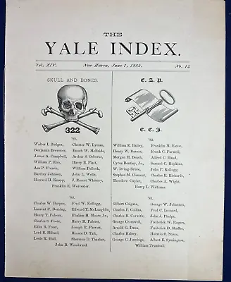 1882 Yale College Skull Bones Index Walter Camp Football Antique University Book • $49