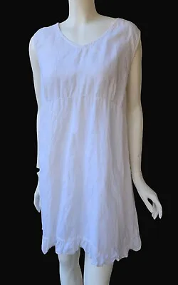 Match Point Size Medium White 100% Linen Sleeveless Ruffle Hem Dress • $29.95