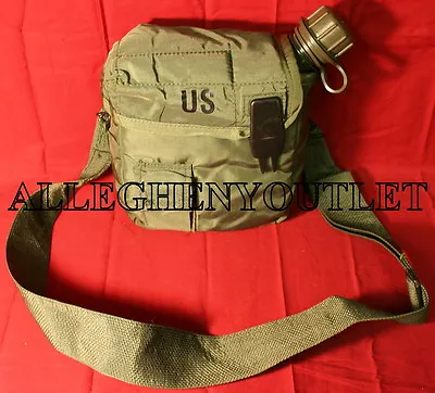 NEW US Military 2 Quart Collapsible Canteen W CAP & VGC 2QT OD Cover & Strap • $17.90