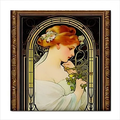 Art Nouveau Style Woman Decorative Border Backsplash Ceramic Craft Tile • £15.37