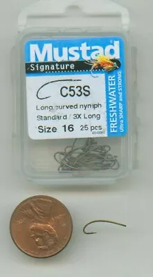 25 Mustad Fly Tying #16 Nymph Hooks # C53s Trout Salmon • $3.25