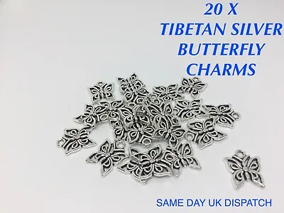 £2.99 • Buy 20 X Tibetan Metal Beautiful Butterfly Charms  Bracelet Jewellery  Making