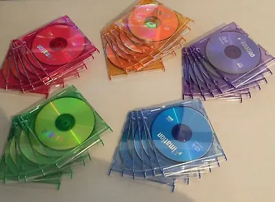 Imation 30 Coloured Blank CD-R 24X 80MIN Discs NEON - In Jewel Cases NEW • £19.99