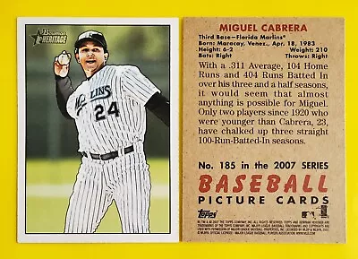 (2) 2007 Bowman Heritage #185b Miguel Cabrera SP/No Signature - Florida Marlins • $1.99