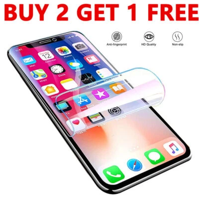 $3.28 • Buy Hydrogel Screen Protector For IPhone 14 13 12 Mini 11 Pro Max Silicone Clear