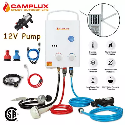 Camplux Propane Gas Outdoor Hot Water Heater W/12V Pump On Demand Camping Shower • $209.99