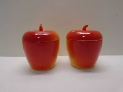 2 Vintage Hazel Atlas Milk Glass Apple Jelly Jam Sugar Or Trinket Jars  • $14.43