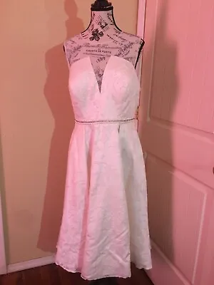 NICOLE MILLER Sleeveless Ivory Bridal Wedding Gown MIDI Dress 10 • $140.75