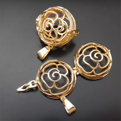 2 Gold Plated Brass Mexican Bola Ball Locket Harmony Charm Chime Pendant 23*20mm • $5.41