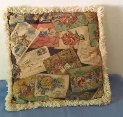 Vtg 18  Square Antique Post Card Print Throw Pillow • $9.95