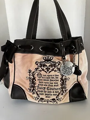 $132.50 • Buy Vintage JUICY COUTURE Velour Daydreamer Pink & Brown Embroidery Shoulder Handbag