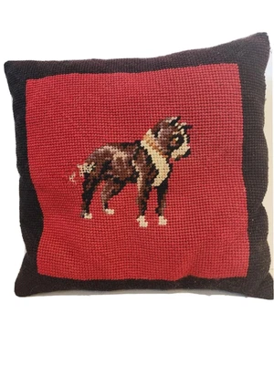 $14.99 • Buy Antique Cottage Core Boxer French Bulldog Frenchie  Small Dog Pillow W Velvet