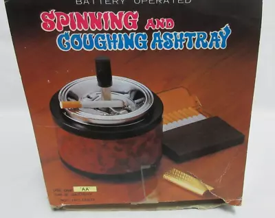 RARE 1983 VTG Spinning & Coughing Talking Ashtray Push Down ORIGINAL BOX JAPAN • $22