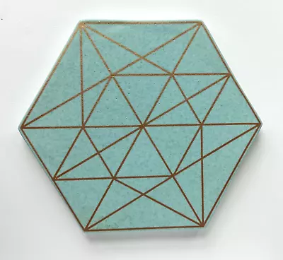 Xenia Taler Pottery Trivet Stoneware Tile Blue Prism • $26.39