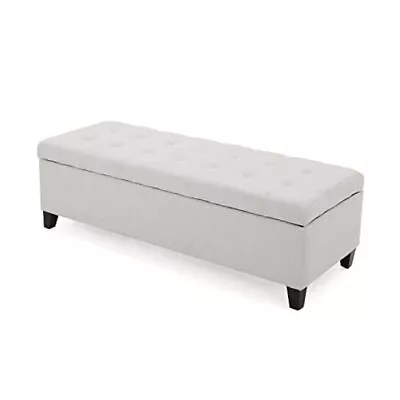  Mission Fabric Ottoman Light Grey Storage • $190.25