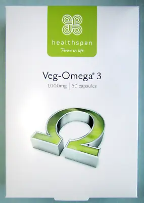 Healthspan Veg-Omega 3 1000mg *58 Vegan Capsules. £27.49. EXPIRY DATE 08/2024 • £18.50