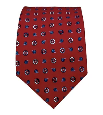 E. MARINELLA XL Red Floral Silk Tie HANDMADE ENGLAND 62 / 3.8  EC • $100