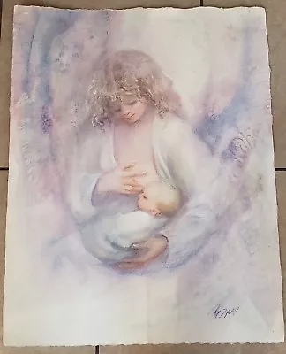 Marilyn Zapp Original Painting Mixed Media Mother Nursing Baby Watercolor Pastel • $145.79