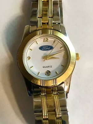 Womens Ladies Quartz Watch FORD Logo 2-Tone Japan Movement-RARE • $45