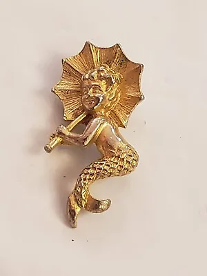 Vintage Rare Signed Mamselle Mermaid Brooch/Pin Gold Tone • $50