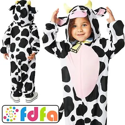 Amscan Dairy Cow All In One Jumpsuit Toddler Childs Fancy Dress Costume • £13.89