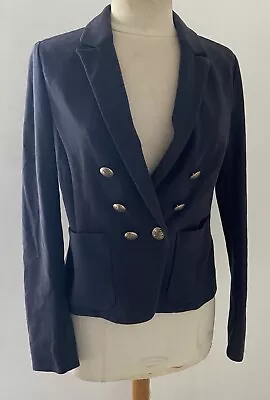 Jigsaw Navy Blazer Military Style Buttons Size 14 Cropped • £24