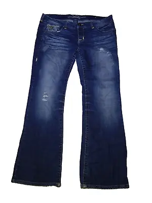 Vanity Premium Dakota Womens Jeans Sz 31/33 Pants Blue Denim Bootcut Distressed • $27.99