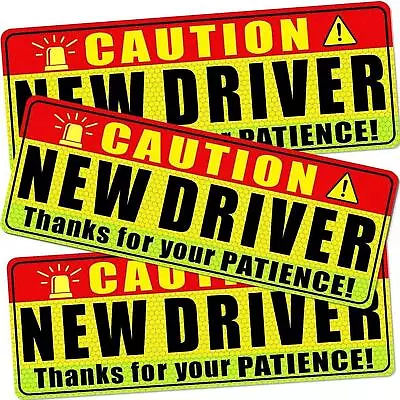 New Driver Magnet Bumper Car Sign Stickers For A New Driver Sign (pack Of 3) • $8.59